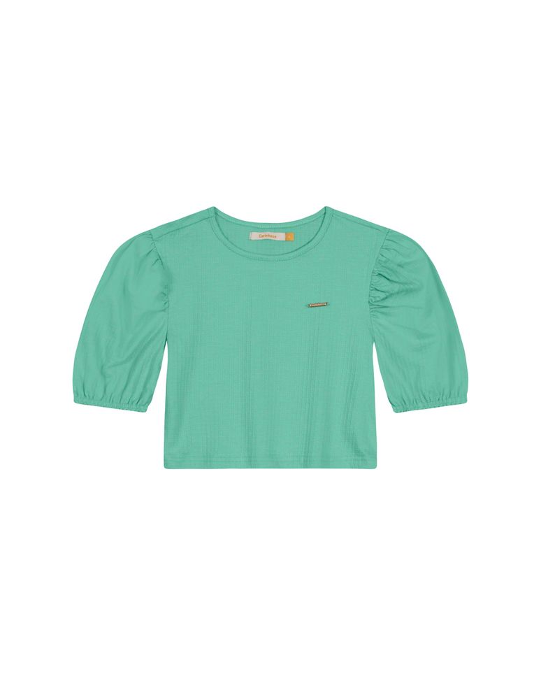 Blusa Menina Manga Bufante Em Malha Texturizada Carinhoso
