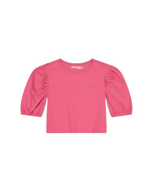 Blusa Menina Manga Bufante Em Malha Texturizada Carinhoso