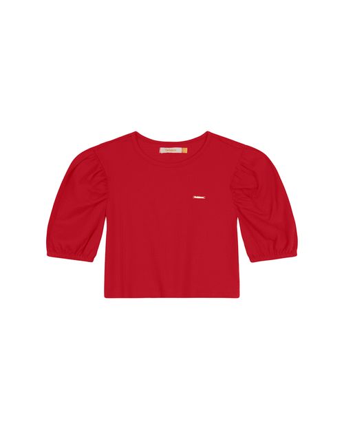 Blusa Menina Manga Bufante Em Malha Texturizada Carinhoso