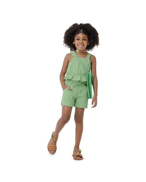 Shorts Menina Cintura Com Elástico Em Malha Texturizada Carinhoso