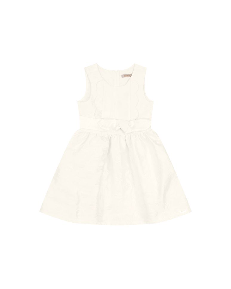 Vestido Menina Laço Frontal Em Tecido Jacquard Carinhoso
