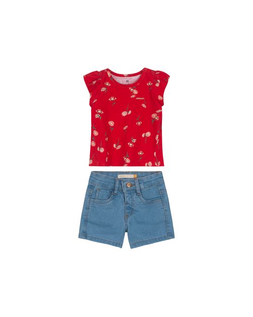 Conjunto Menina Shorts Jeans Com Elastano Carinhoso