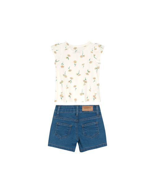 Conjunto Menina Shorts Jeans Com Elastano Carinhoso