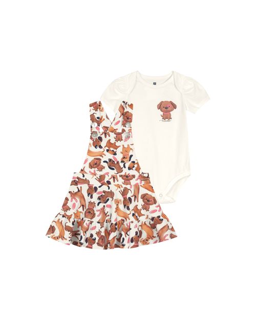 Conjunto Menina Vestido em Cotton Light Carinhoso