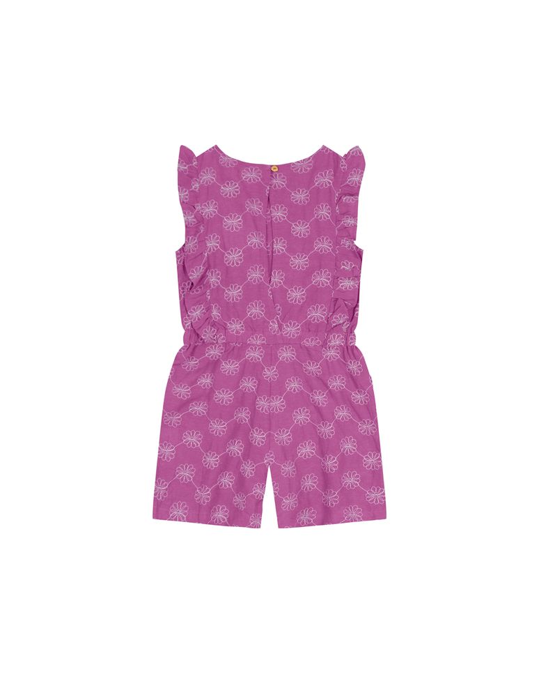 Macaquinho Menina Em Linho Bordado - Carinhoso