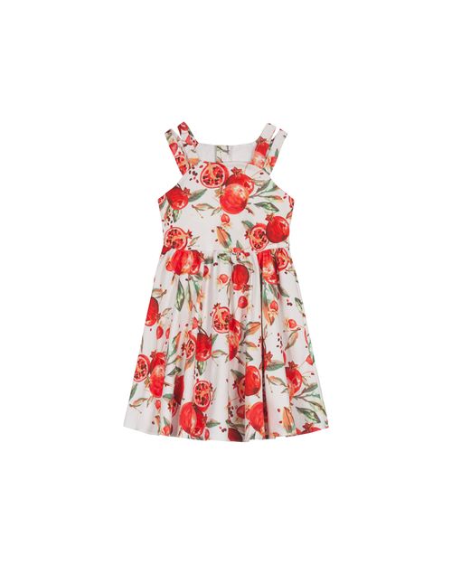 Vestido Menina Estampado Decote Reto Em Tecido Acetinado Stretch Carinhoso