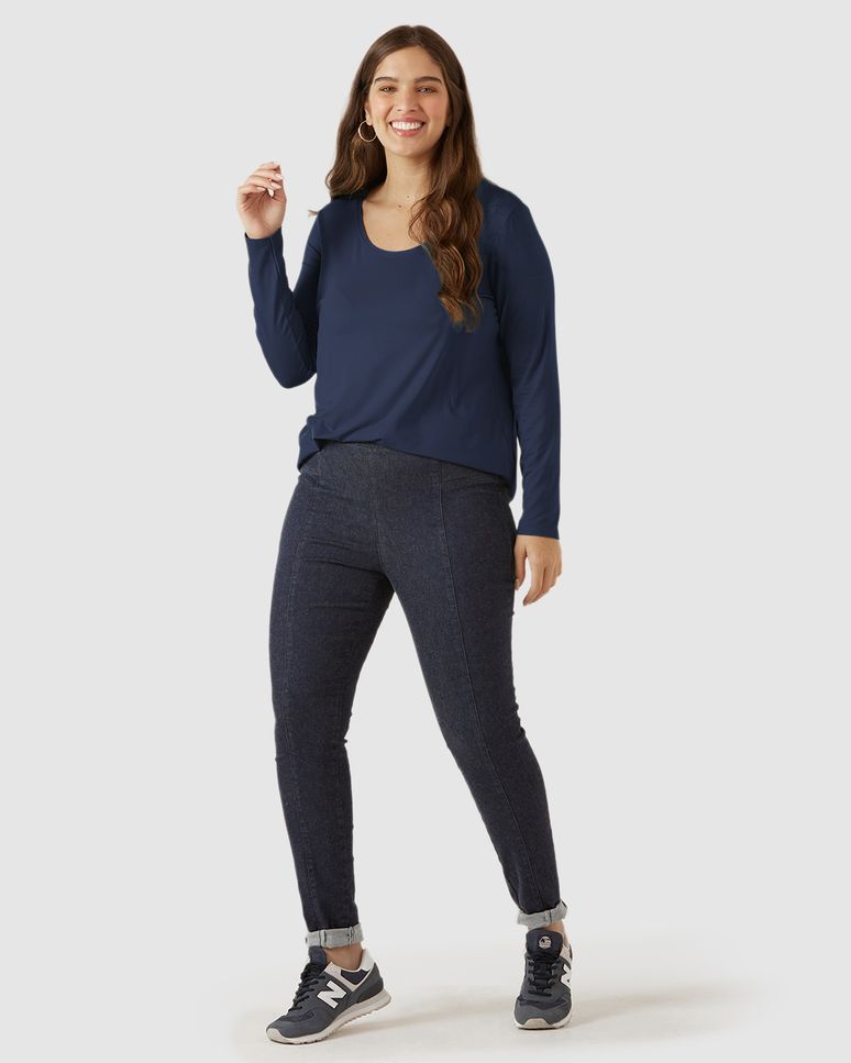 Blusa Básica Feminina Plus Size Decote Redondo Em Viscose Stretch