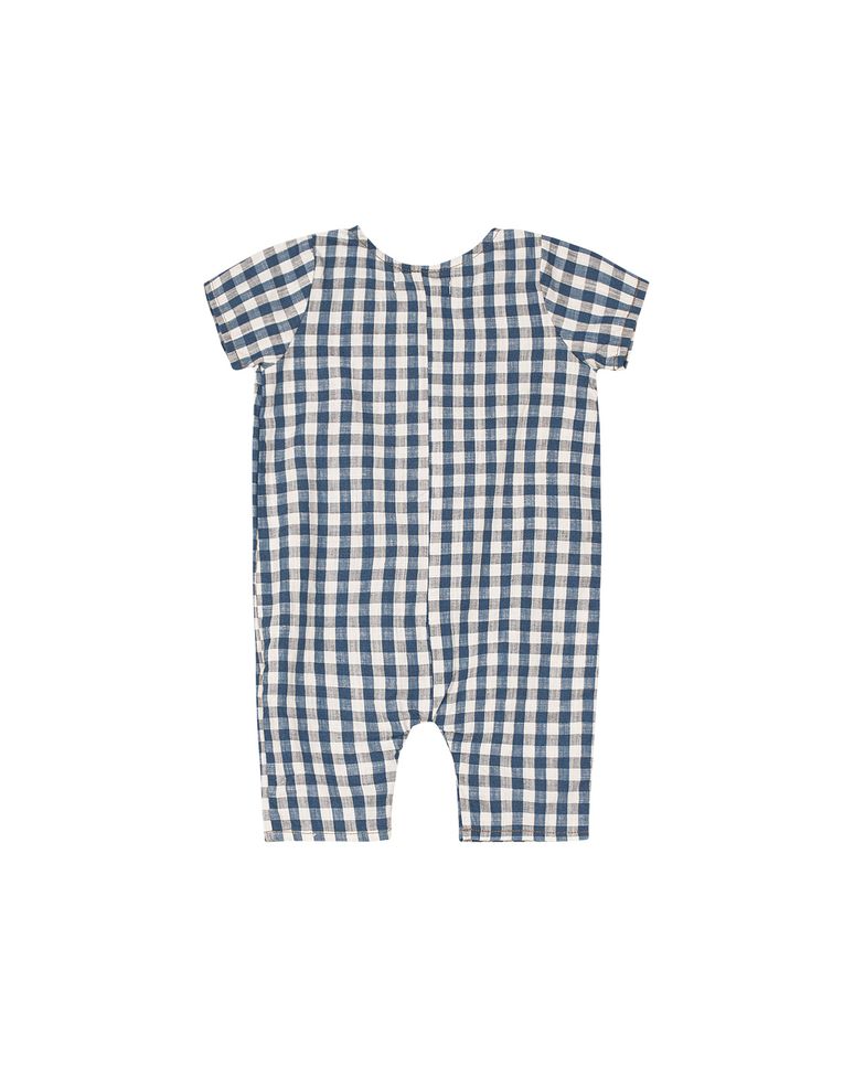 Macacão Unissex Xadrez Em Jeans Leve Carinhoso