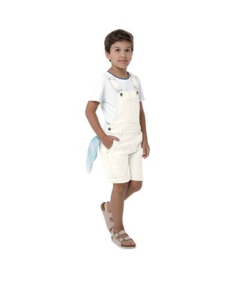 Jardineira Menino Bolso Frontal Em Sarja Stretch Carinhoso