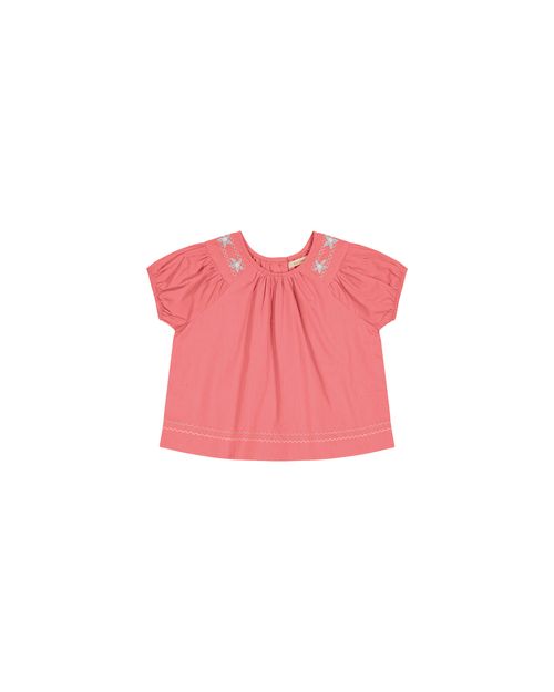 Blusa Menina Bordado Ombro Em Cambraia Leve Carinhoso