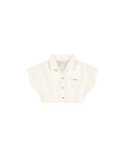 Camisa Cropped Menina Em Laise De Algodão Carinhoso