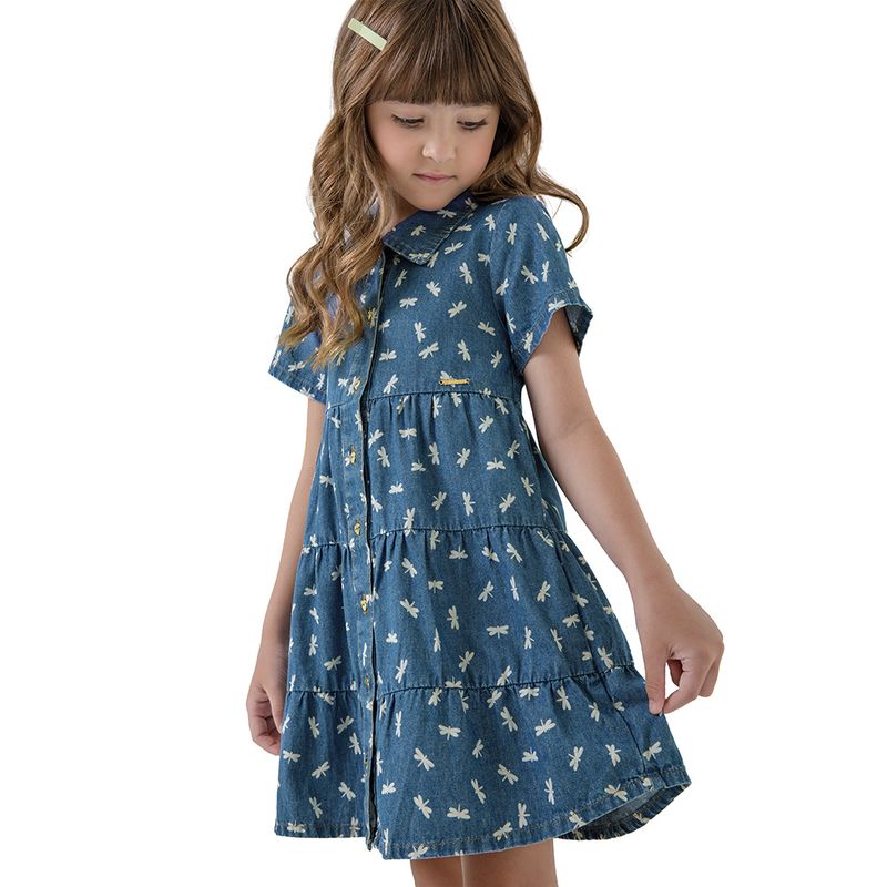 Vestido jeans 2024 infantil carinhoso