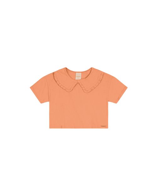 Blusa Menina Gola Com Babado Em Algodão Carinhoso
