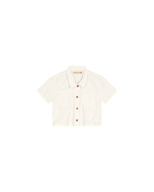 Camisa Cropped Menina Bolsos Frontais Em Sarja Carinhoso