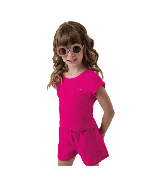 Conjunto Menina Blusa Recorte Lateral Em Malha Texturizada Carinhoso