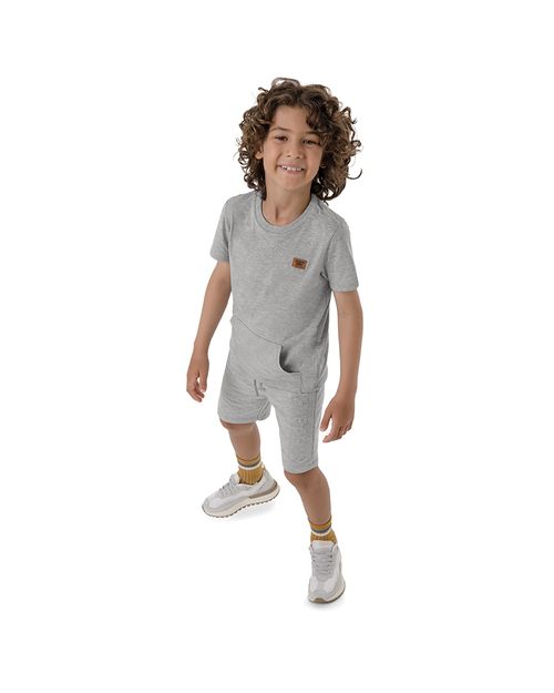 Conjunto Menino Camiseta Com Bolso Canguru Em Algodão Carinhoso