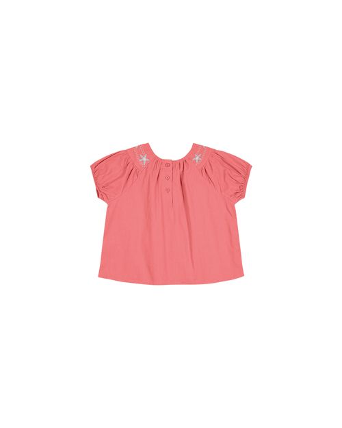Blusa Menina Bordado Ombro Em Cambraia Leve Carinhoso
