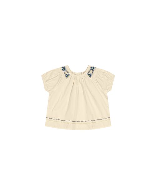 Blusa Menina Bordado Ombro Em Cambraia Leve Carinhoso