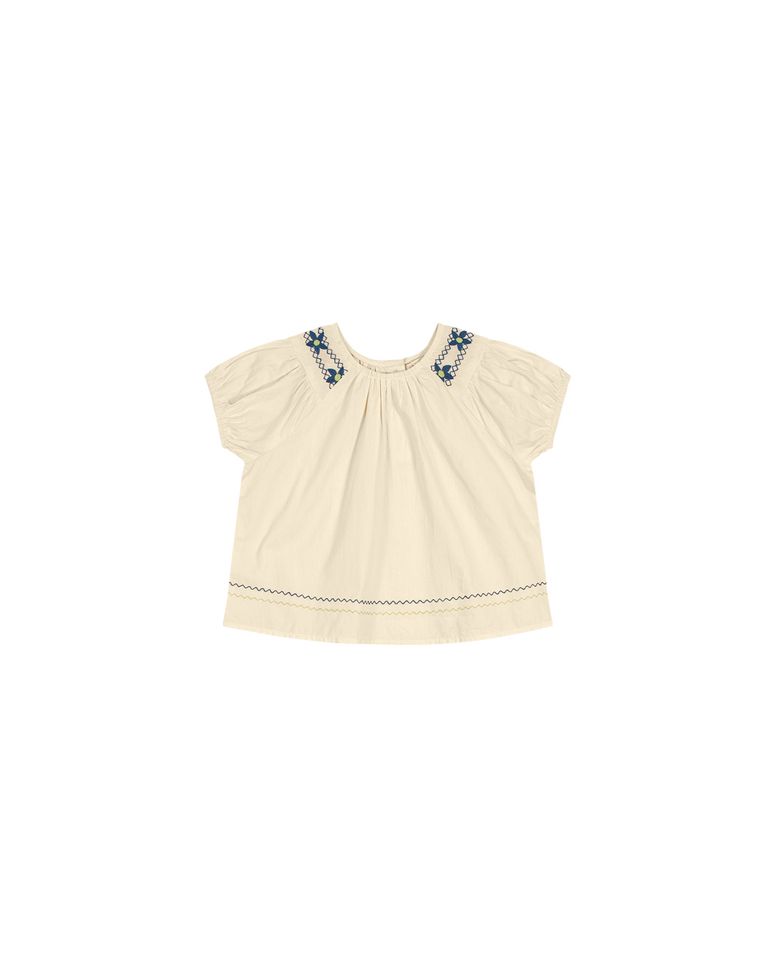 Blusa Menina Bordado Ombro Em Cambraia Leve Carinhoso