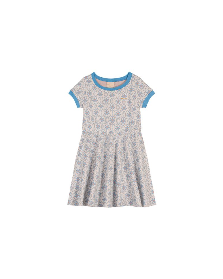 Vestido Menina Decote Redondo Em Malha Jacquard Flor Carinhoso
