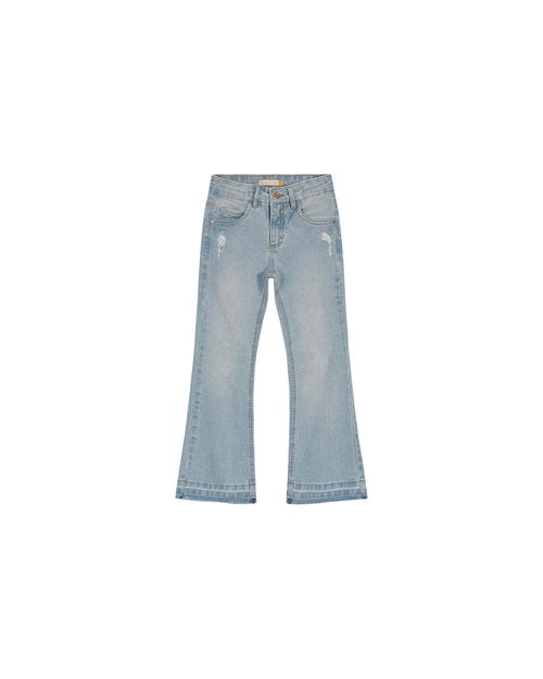 Calça Menina Flare Cintura Média Em Jeans Stretch Carinhoso