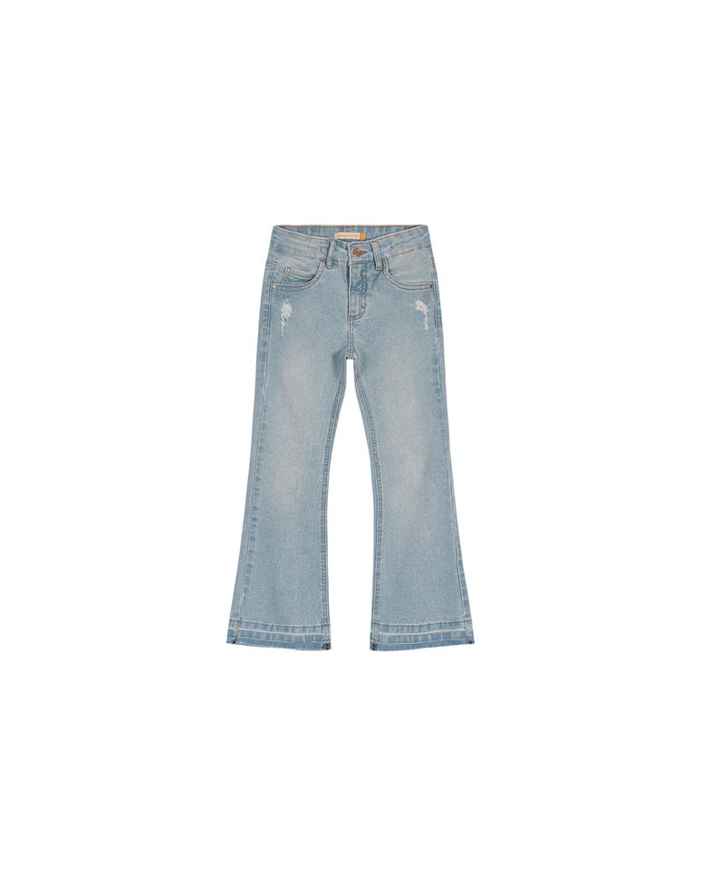 Calça Menina Flare Cintura Média Em Jeans Stretch Carinhoso