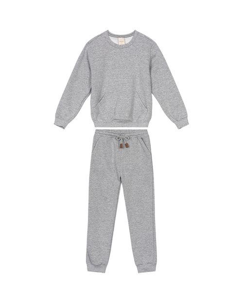 Conjunto Unissex Blusão Com Bolso Canguru Em Moletom Carinhoso