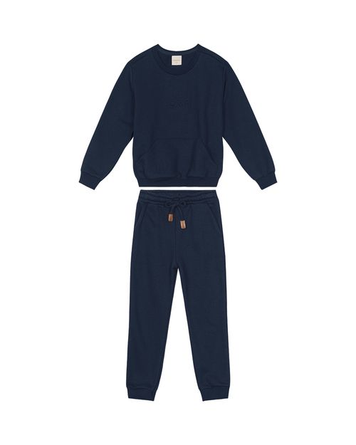 Conjunto Unissex Blusão Com Bolso Canguru Em Moletom Carinhoso