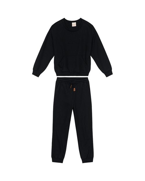 Conjunto Unissex Blusão Com Bolso Canguru Em Moletom Carinhoso