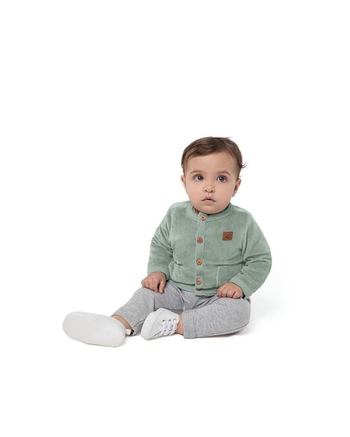 Cardigan Unissex Com Bolsos Em Plush Navalhado Carinhoso