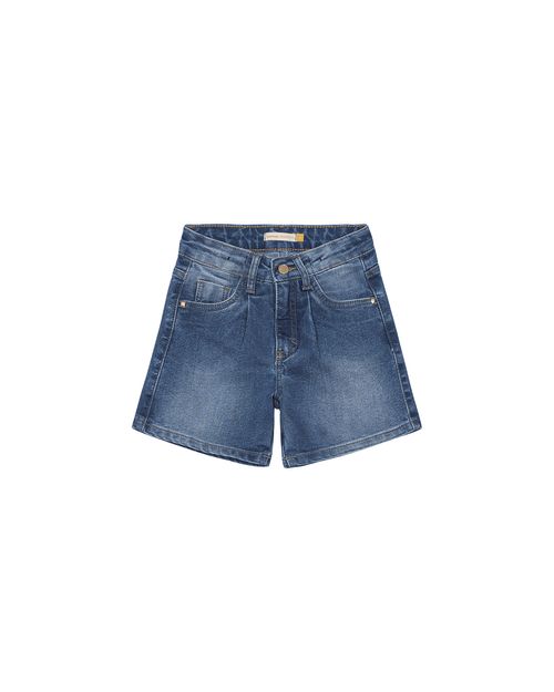 Shorts Menina Cintura Alta Em Jeans Com Elastano Carinhoso