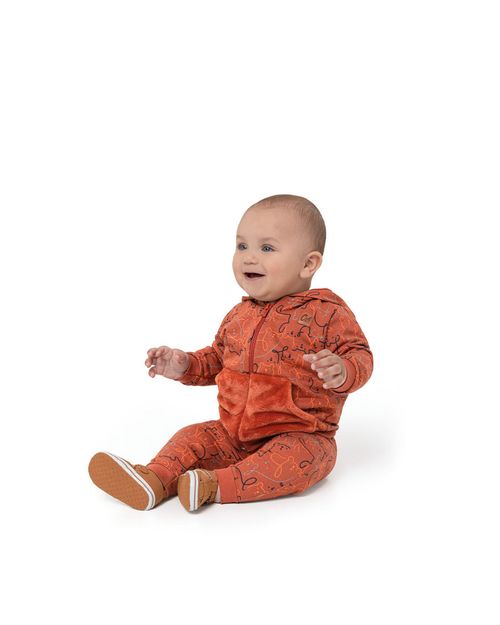 Conjunto Menino Bolso Pelúcia Em Moletom Flanelado Carinhoso