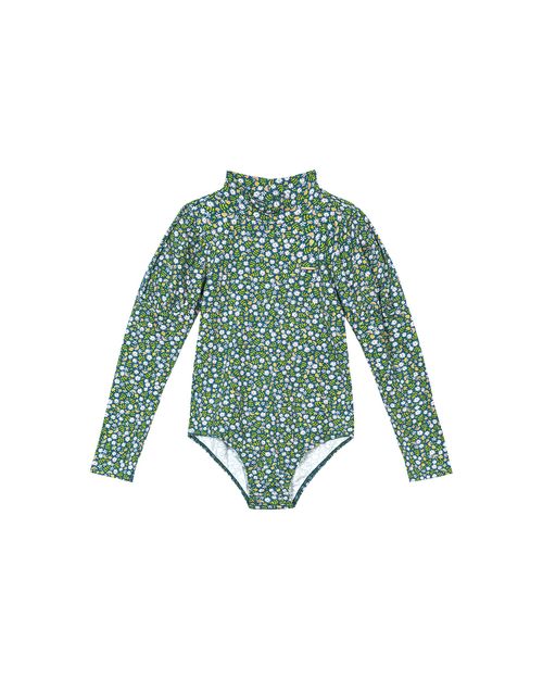 Body Menina Gola Alta Floral Em Algodão Carinhoso