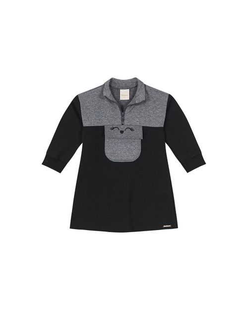 Vestido Menina Bolso Frontal Em Moletom Stretch Flanelado Carinhoso