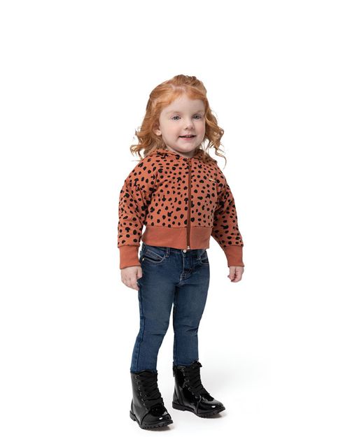 Conjunto Menina Poa Em Moletom E Jeans Carinhoso
