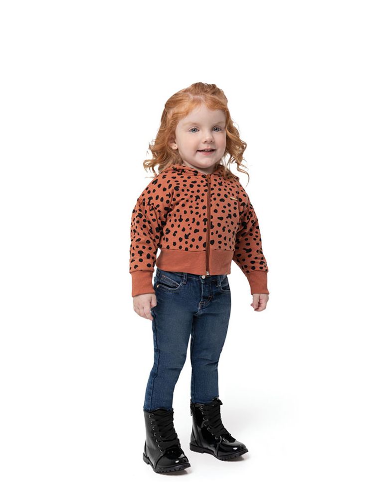 Conjunto Menina Poa Em Moletom E Jeans Carinhoso