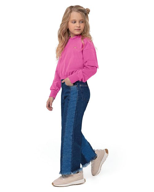 Conjunto Menina Wide Leg Com Recorte Em Jeans Carinhoso