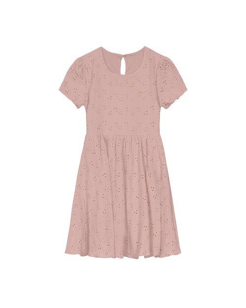 Vestido Menina Decote Redondo Em Laise Carinhoso