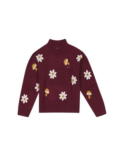 Blusão Menina Gola Alta Floral Em Tricô Carinhoso