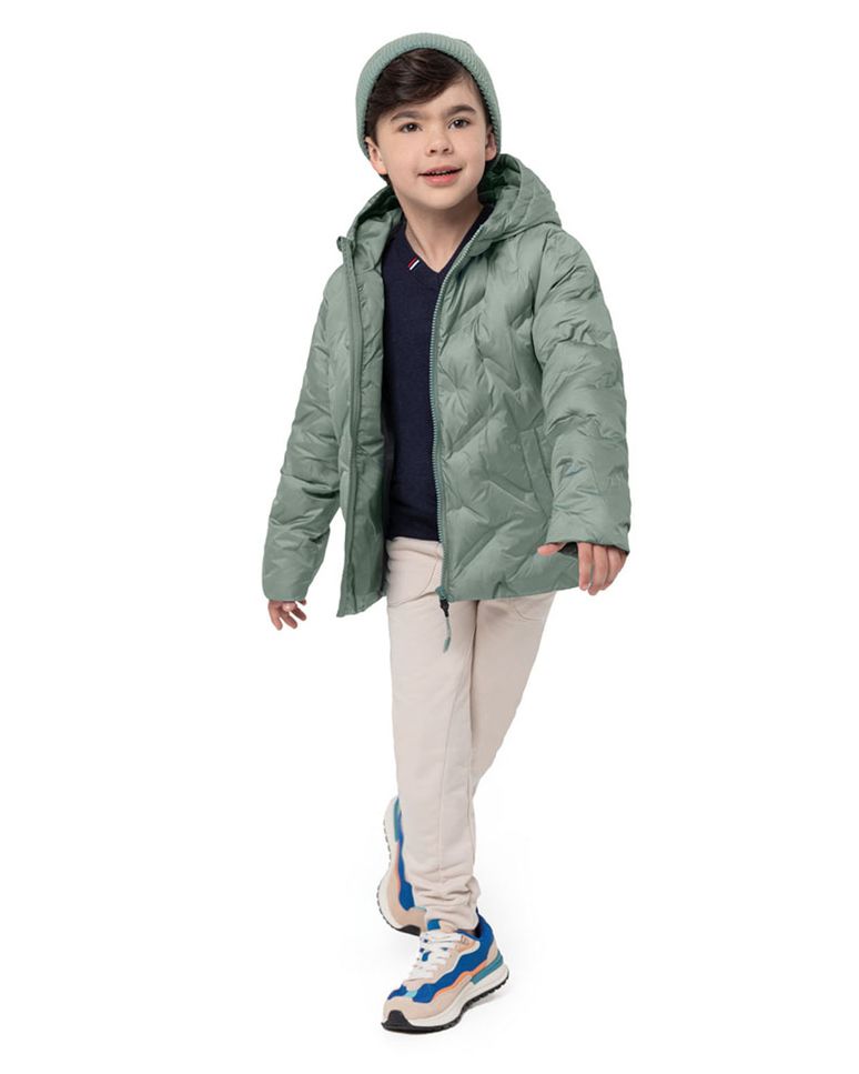 Jaqueta Puffer Menino Com Capuz Em Tafeta Carinhoso