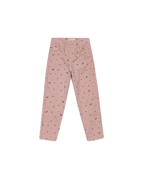Calça Mom Menina Cogumelos Em Sarja Com Elastano Carinhoso