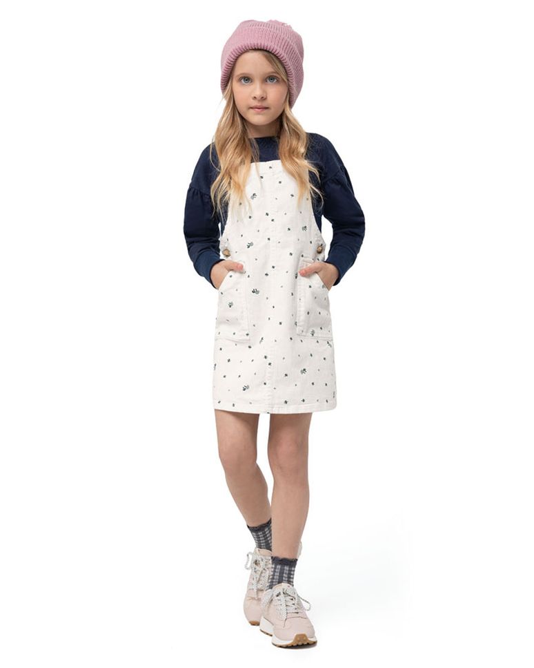 Salopete Menina Cogumelos Em Sarja Com Elastano Carinhoso