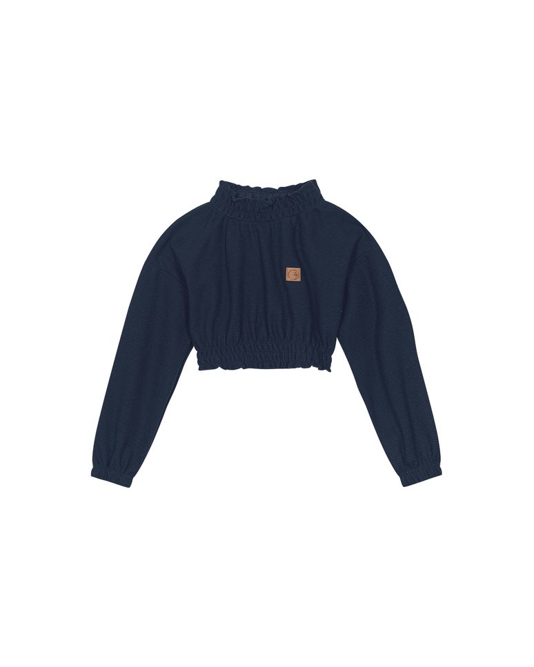 Blusa Menina Cropped Com Elastico Malha Texturizada Carinhoso