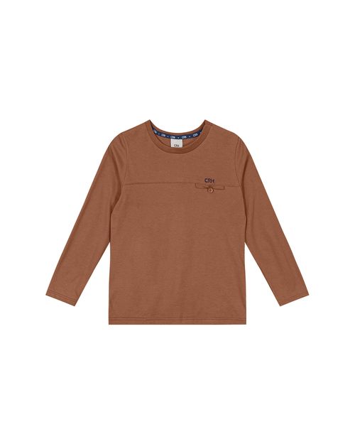 Camiseta Menino Manga Longa E Bolso Embutido Em Algodão Carinhoso