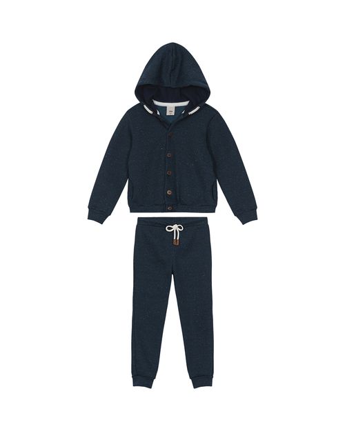 Conjunto Menino Em Moletom Mescla Flanelado Carinhoso