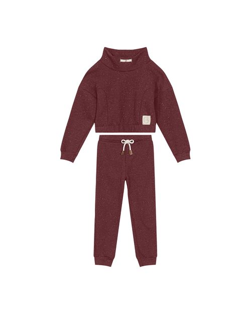 Conjunto Menina Em Moletom Mescla Flanelado Carinhoso