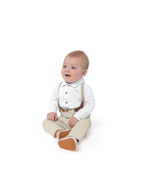 Conjunto Menino Calça Com Suspensório Em Sarja Carinhoso