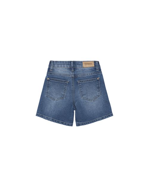 Shorts Menina Cintura Alta Em Jeans Com Elastano Carinhoso