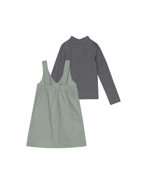 Conjunto Menina Salopete Decote V Em Veludo Cotelê Carinhoso
