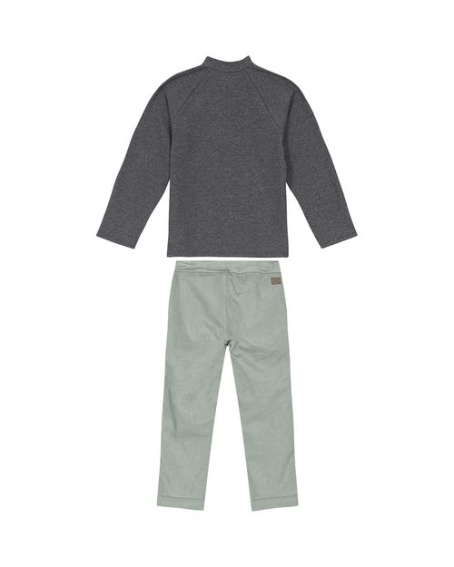 Conjunto Menino Peitilho Frontal Em Malha Texturizada Carinhoso